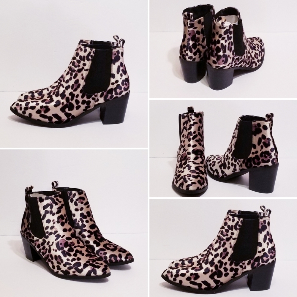 Madden Girl Leopard Print Ankle Booties in Black and Cream